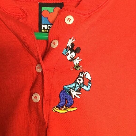 Vintage Mickey Unlimited Red Shirt Long Sleeve Mickey Embroidery Mens Mediums. - Picture 4 of 8